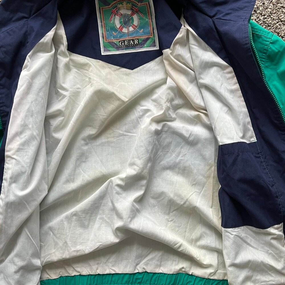 Vintage 80s 90s Mens XL Green/Blue Windbreaker Jacket, Gear For Sports Jacket - Picture 4 of 7
